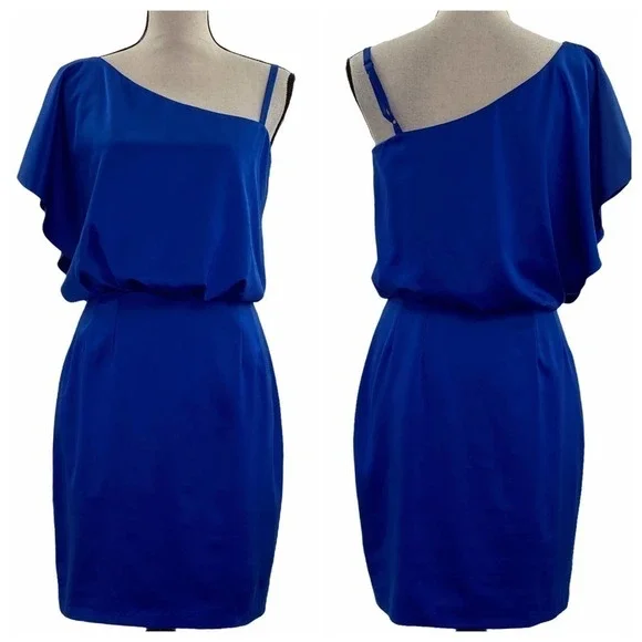 JESSICA Simpson Blue One Shoulder Mini Dress 4 - Picture 13 of 15